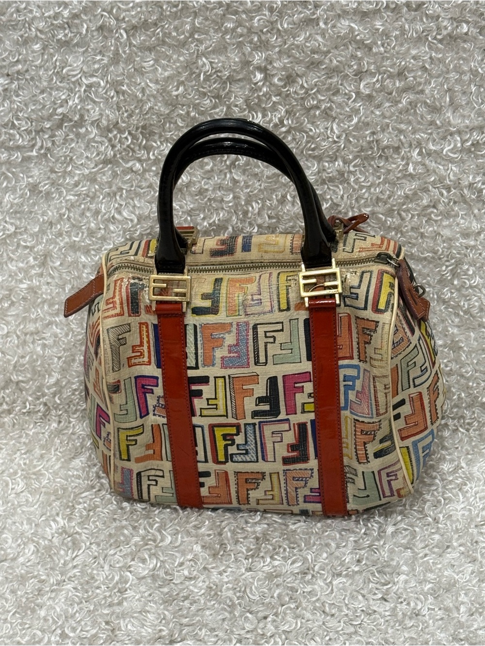 Fendi Multicolor Zucca Canvas Top-Handle Shoulder Bag